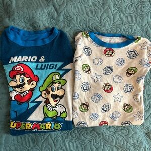 Nintendo Super Mario & Luigi Kids Long Sleeve Tees - Blue and White